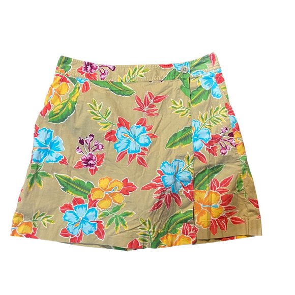 Vintage White Stag Stretch Skorts Hawaiian Tropical Design Size‎ 14 - Picture 1 of 7
